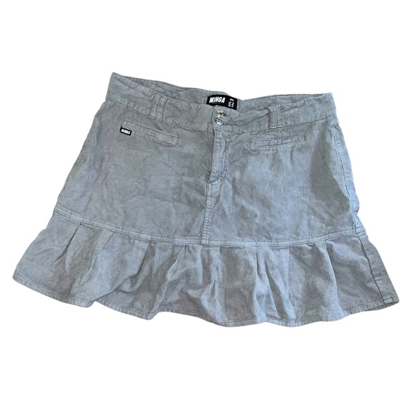 Y2K style pleated corduroy mini Minga London Women's Grey Skirt - Picture 1 of 3